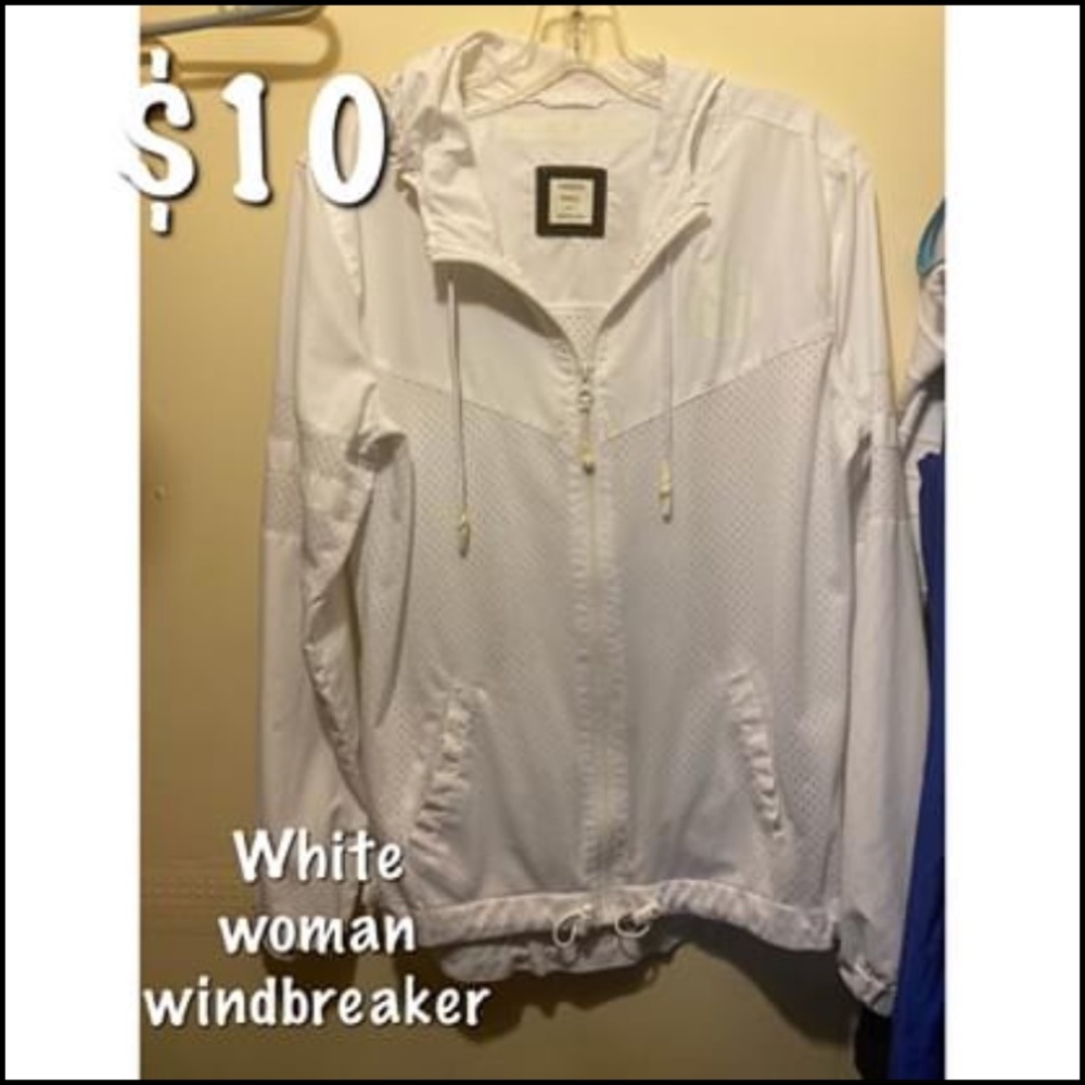 White woman windbreaker